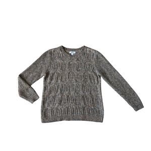Christopher & Banks Chunky Knit Sweater L Brown Cotton Blend Rainbow Speckles
